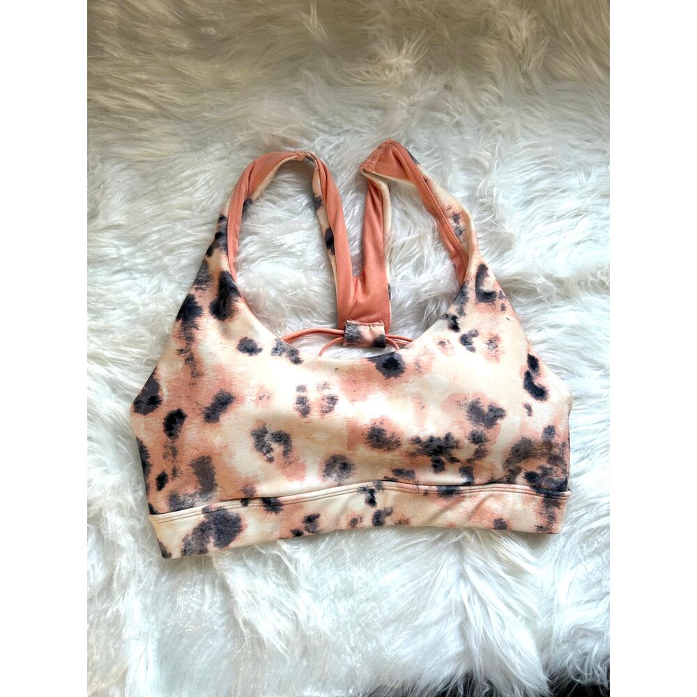 Fabletics Activewear Strappy Sports Bra Padded Cups XS EUC Cheetah